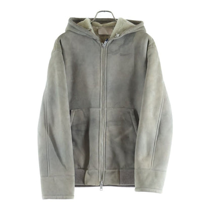 Prada Shearling Zip Up Hoodie Gray