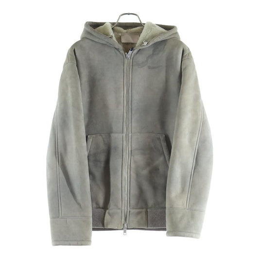 Prada Shearling Zip Up Hoodie Gray