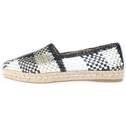 Prada Intrecciato Metallic Combination Leather Espadrilles Low Cut Shoes Black