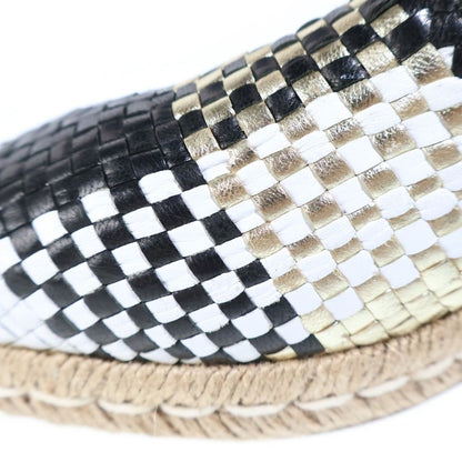 Prada Intrecciato Metallic Combination Leather Espadrilles Low Cut Shoes Black — view 6
