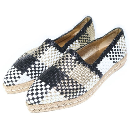 Prada Intrecciato Metallic Combination Leather Espadrilles Low Cut Shoes Black — view 2