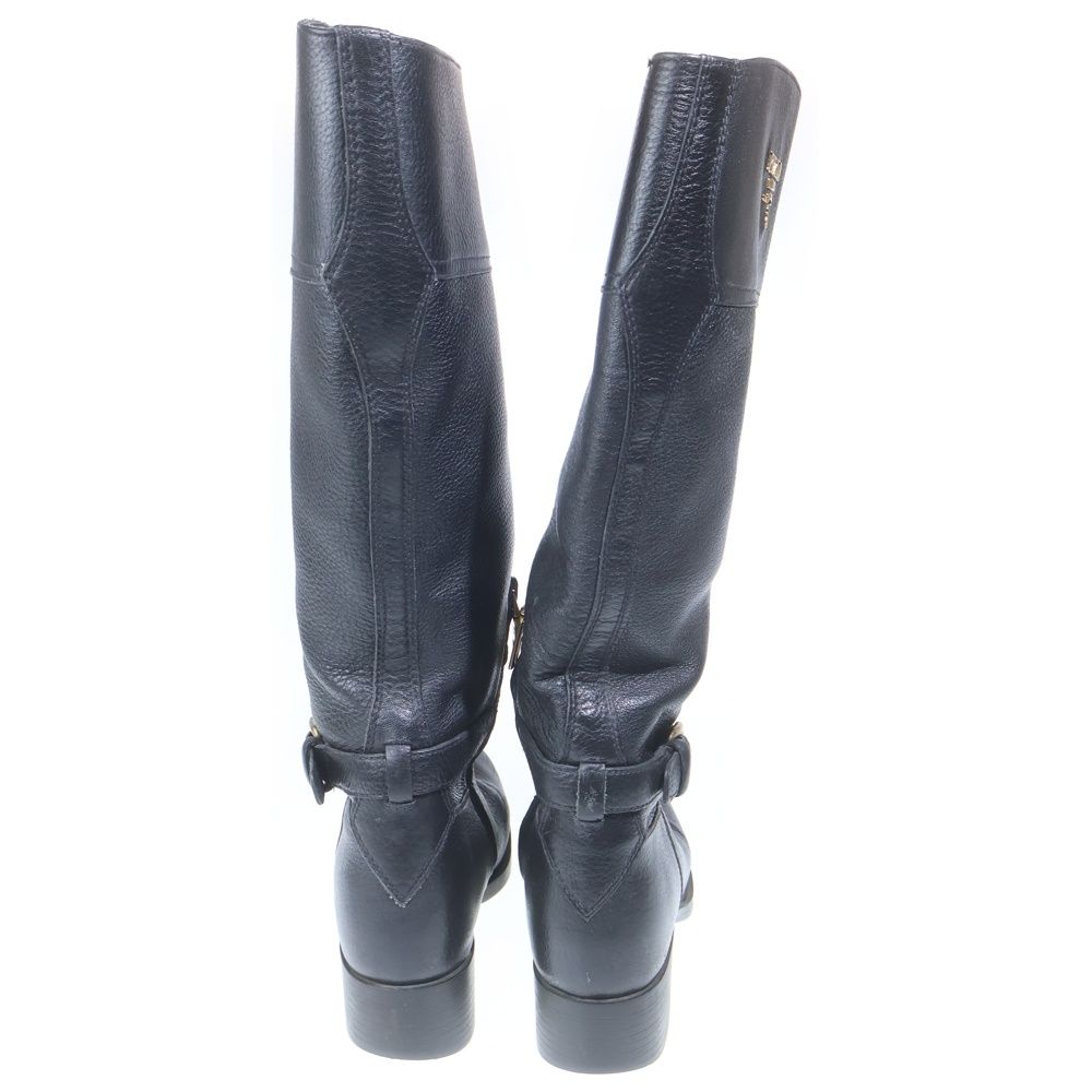 Prada Logo Long Boots Black Leather — view 3