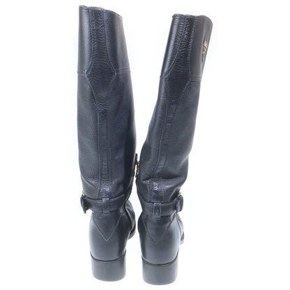 Prada Logo Long Boots Black Leather — view 3
