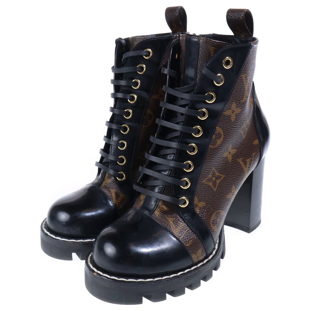 Louis Vuitton Star Trail Line Monogram Leather Side Zip Heels Ankle Short Boots — view 2