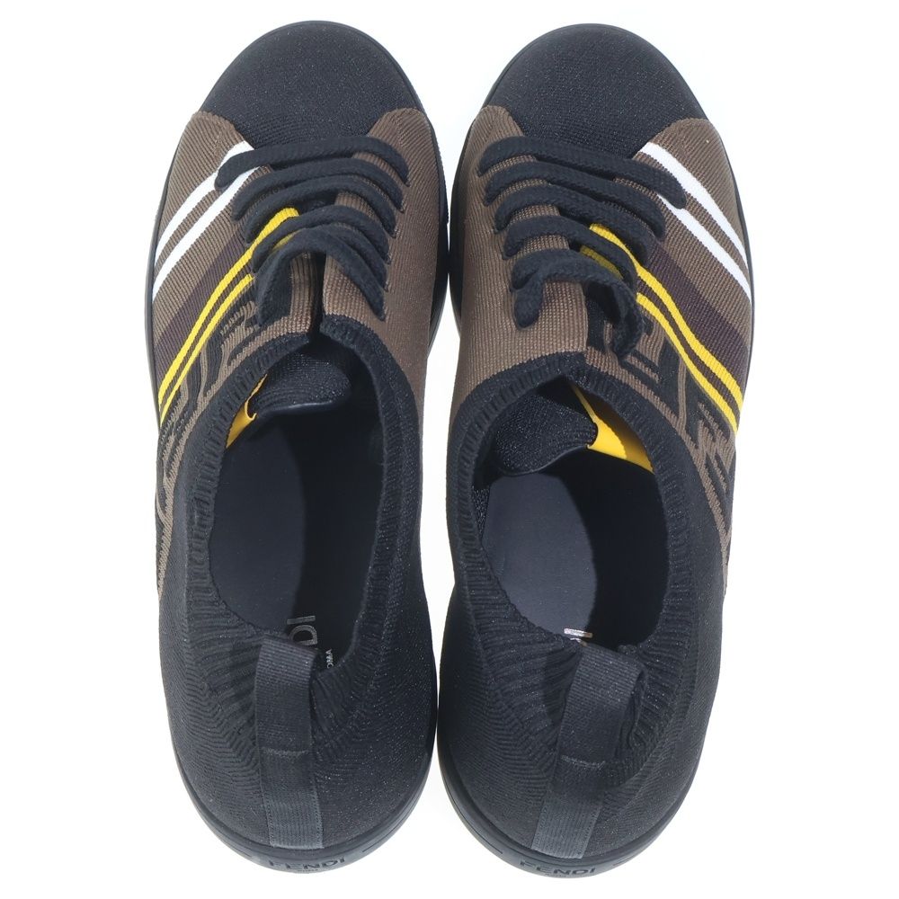 Fendi Knit Sneakers Low Cut Shoes Black Yellow Brown — view 4