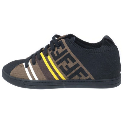 Fendi Knit Sneakers Low Cut Shoes Black Yellow Brown