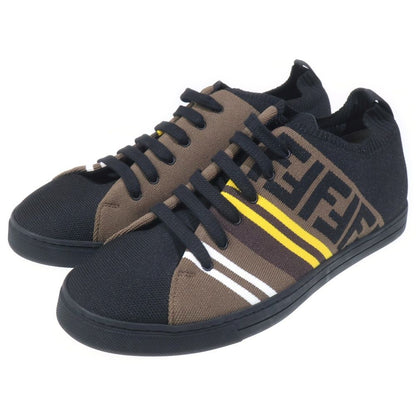 Fendi Knit Sneakers Low Cut Shoes Black Yellow Brown — view 2