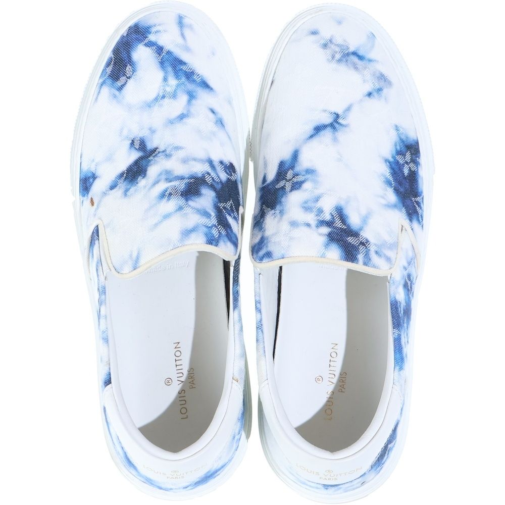 Louis Vuitton Trocade Line Slip Ons Low Cut Sneakers White Blue — view 4