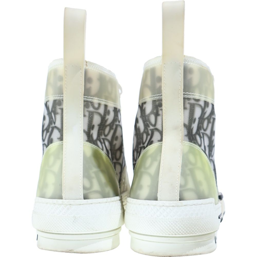 Dior High Top Oblique Sneakers All Over Pattern Cut White Black — view 3