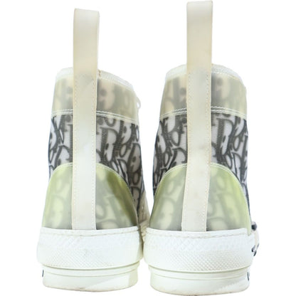 Dior High Top Oblique Sneakers All Over Pattern Cut White Black — view 3