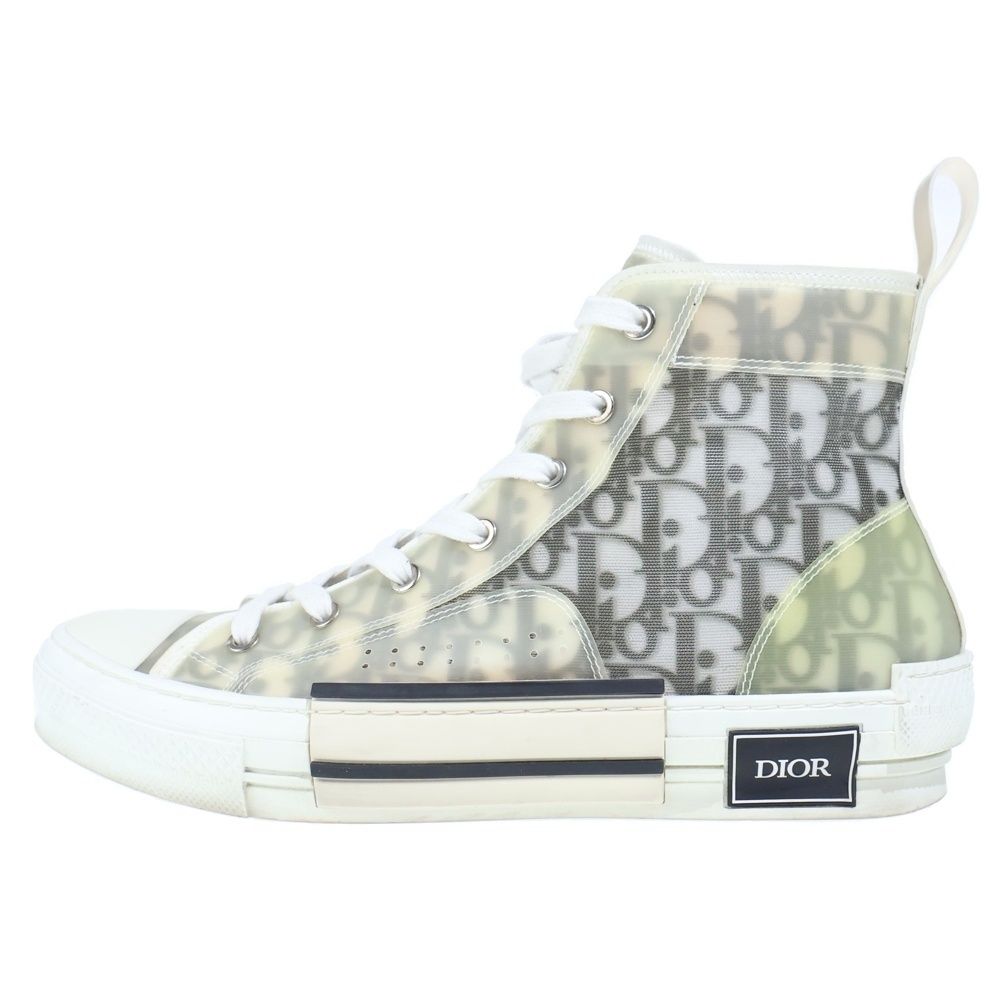 Dior High Top Oblique Sneakers All Over Pattern Cut White Black