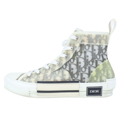 Dior High Top Oblique Sneakers All Over Pattern Cut White Black