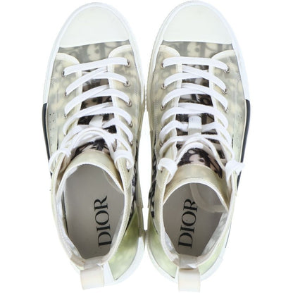 Dior High Top Oblique Sneakers All Over Pattern Cut White Black — view 4