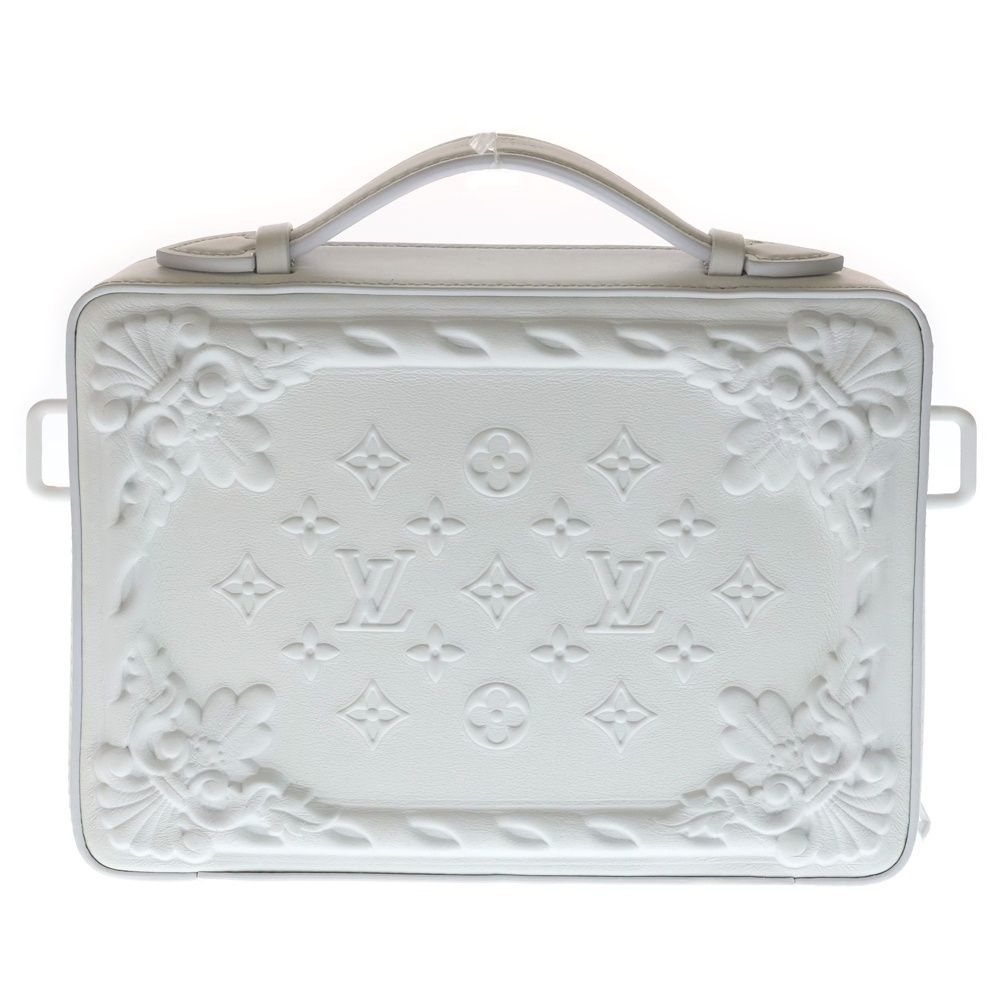 Louis Vuitton LV Ornament Soft Trunk Shoulder Bag Chain White Leather — view 2