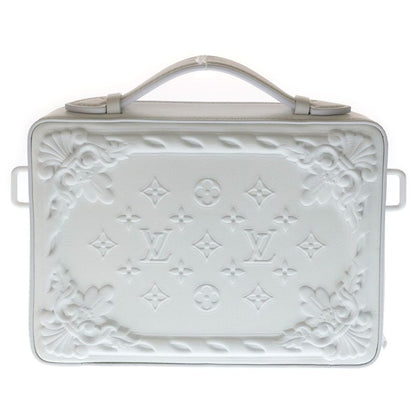 Louis Vuitton LV Ornament Soft Trunk Shoulder Bag Chain White Leather — view 2
