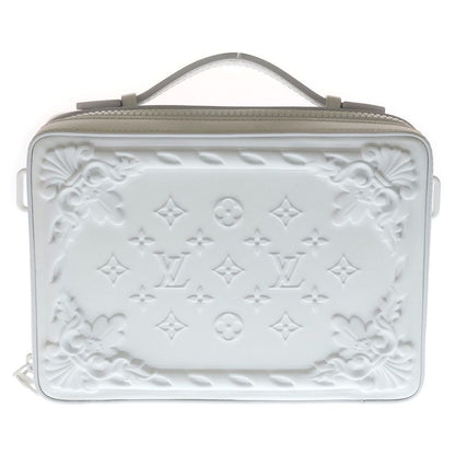 Louis Vuitton LV Ornament Soft Trunk Shoulder Bag Chain White Leather