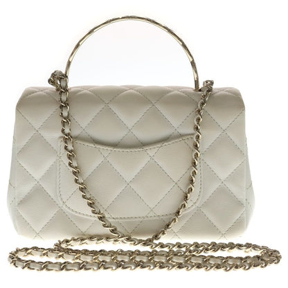 Chanel Quilted Coco Handle 18 2-Way Shoulder Bag Chain White Caviar Leather Gold — view 2