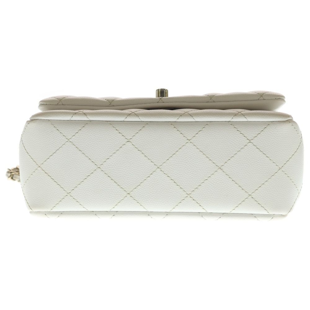 Chanel Quilted Coco Handle 18 2-Way Shoulder Bag Chain White Caviar Leather Gold — view 5