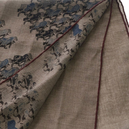 Hermes the Parade Print Rectangle Cashmere Shawl Gray Scarf — view 2