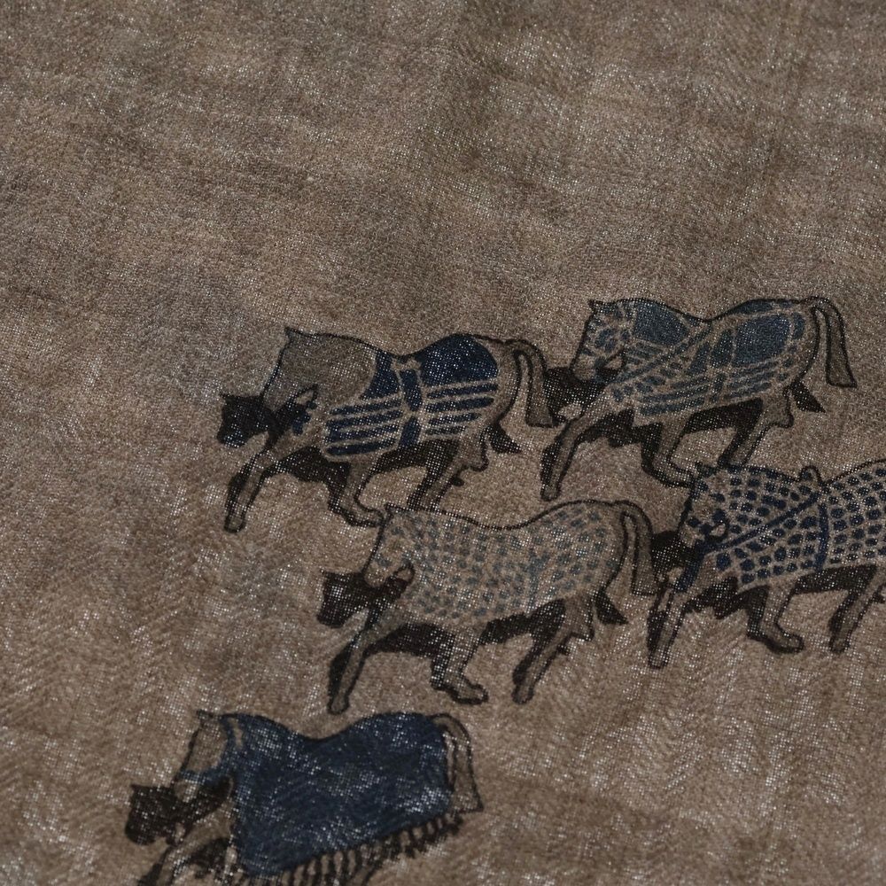 Hermes the Parade Print Rectangle Cashmere Shawl Gray Scarf — view 6