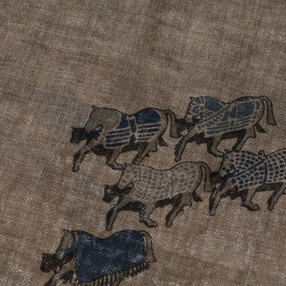 Hermes the Parade Print Rectangle Cashmere Shawl Gray Scarf — view 6