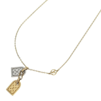 Louis Vuitton Nanogram Miniature Name Tag Necklace Pendant Chain Silver Gold