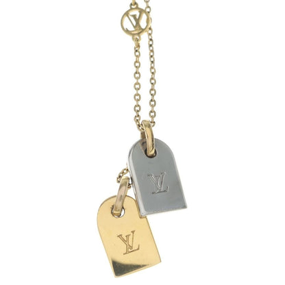 Louis Vuitton Nanogram Miniature Name Tag Necklace Pendant Chain Silver Gold — view 3