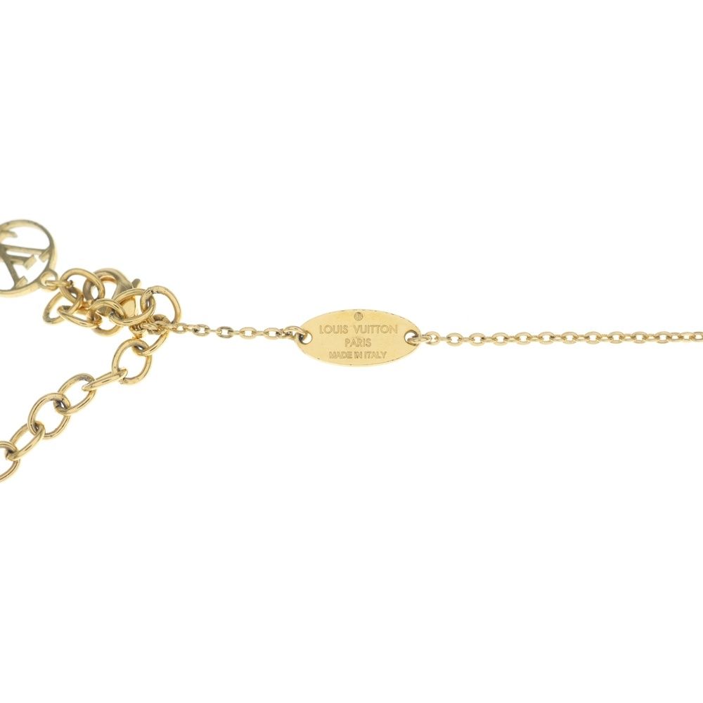 Louis Vuitton Nanogram Miniature Name Tag Necklace Pendant Chain Silver Gold — view 5