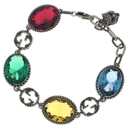 Gucci Interlocking Multi Stone Bracelet 925 Sterling Silver