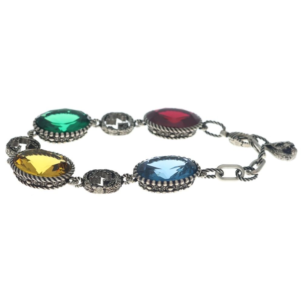 Gucci Interlocking Multi Stone Bracelet 925 Sterling Silver — view 4