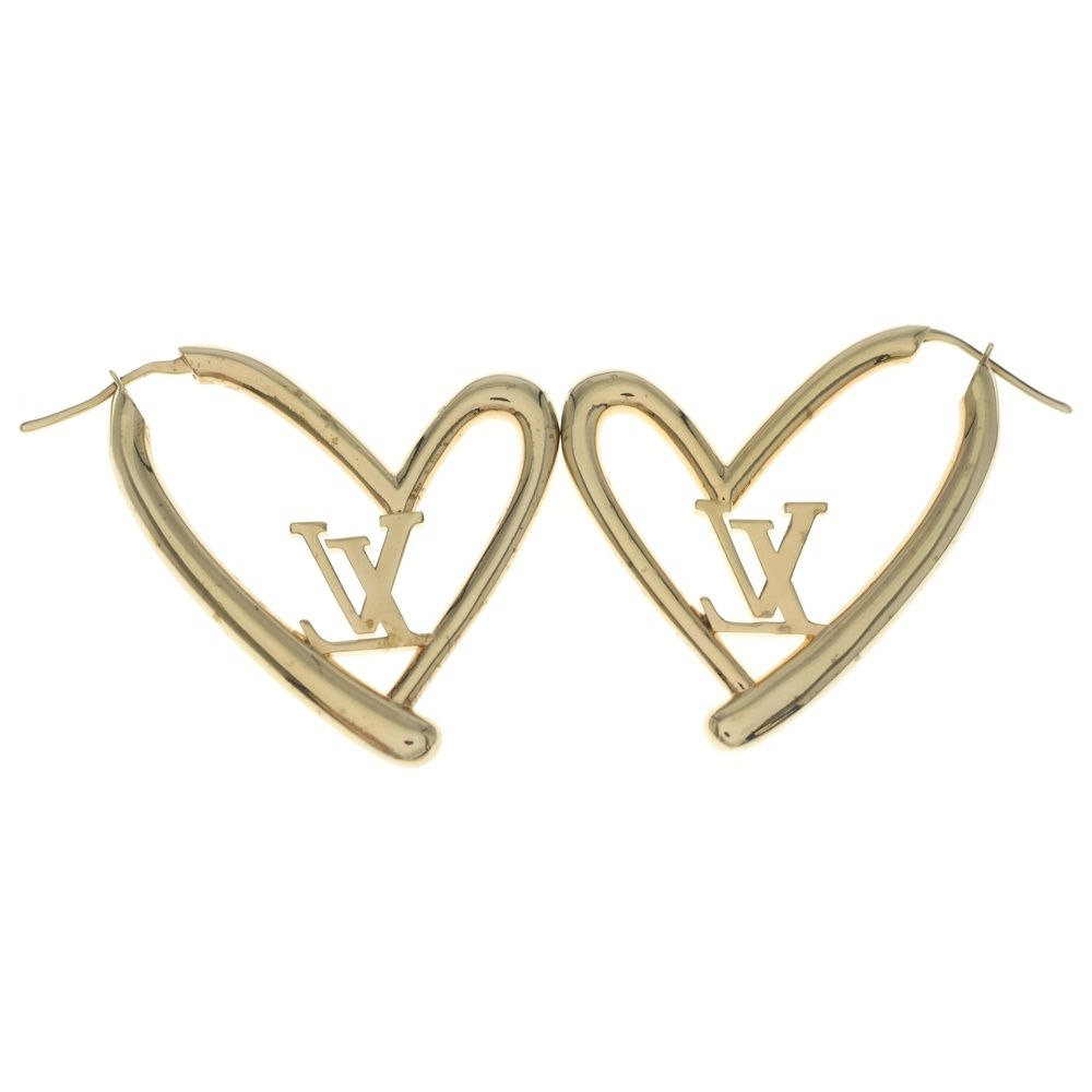 Louis Vuitton Book de Reuil Heart Foreign Love GM Earrings Gold — view 2