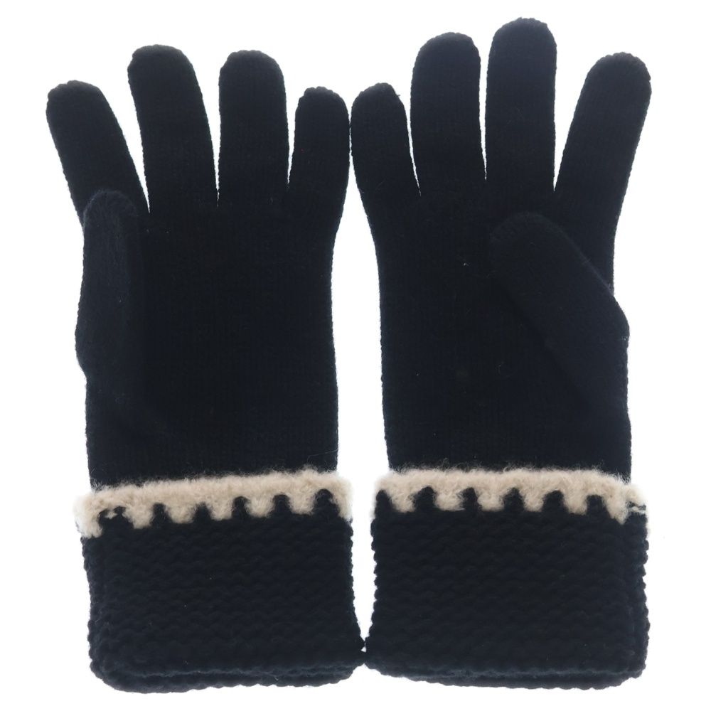 Chanel CC Logo Cashmere Knit Gloves Black — view 2