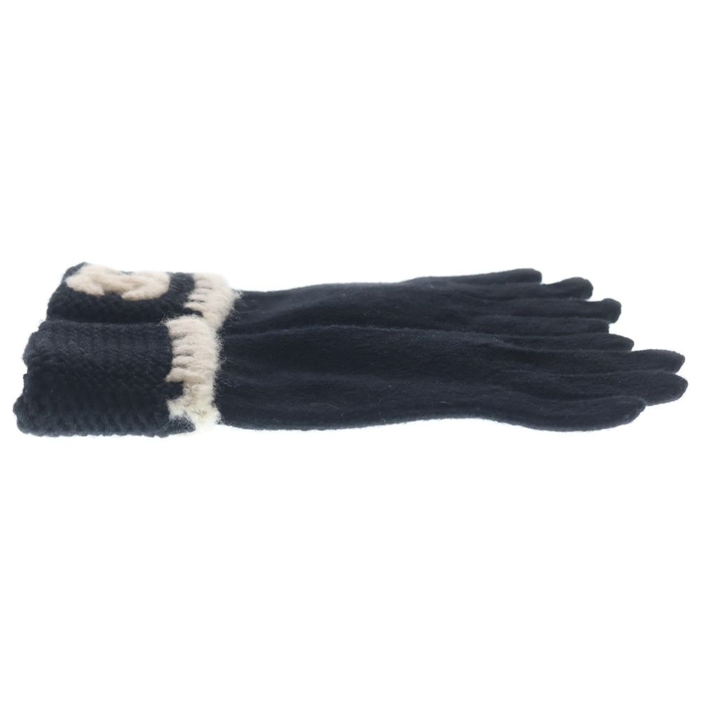 Chanel CC Logo Cashmere Knit Gloves Black — view 3