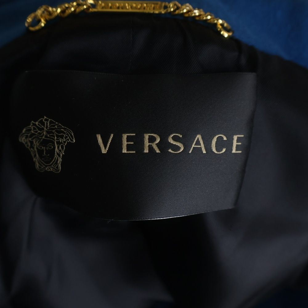 Versace Long Coat Blue Wool 42 — view 6