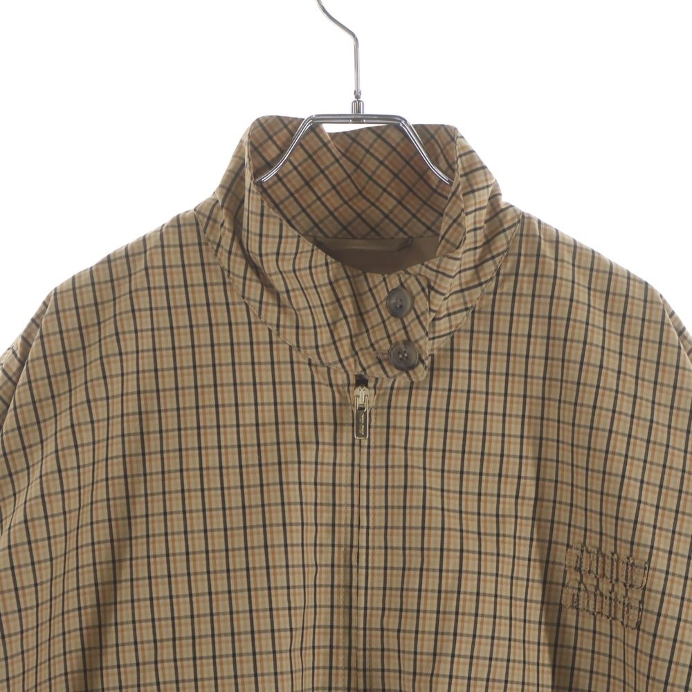 Miu Miu Check Allover Front Logo Zip Up Jacket Beige — view 3