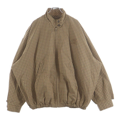 Miu Miu Check Allover Front Logo Zip Up Jacket Beige