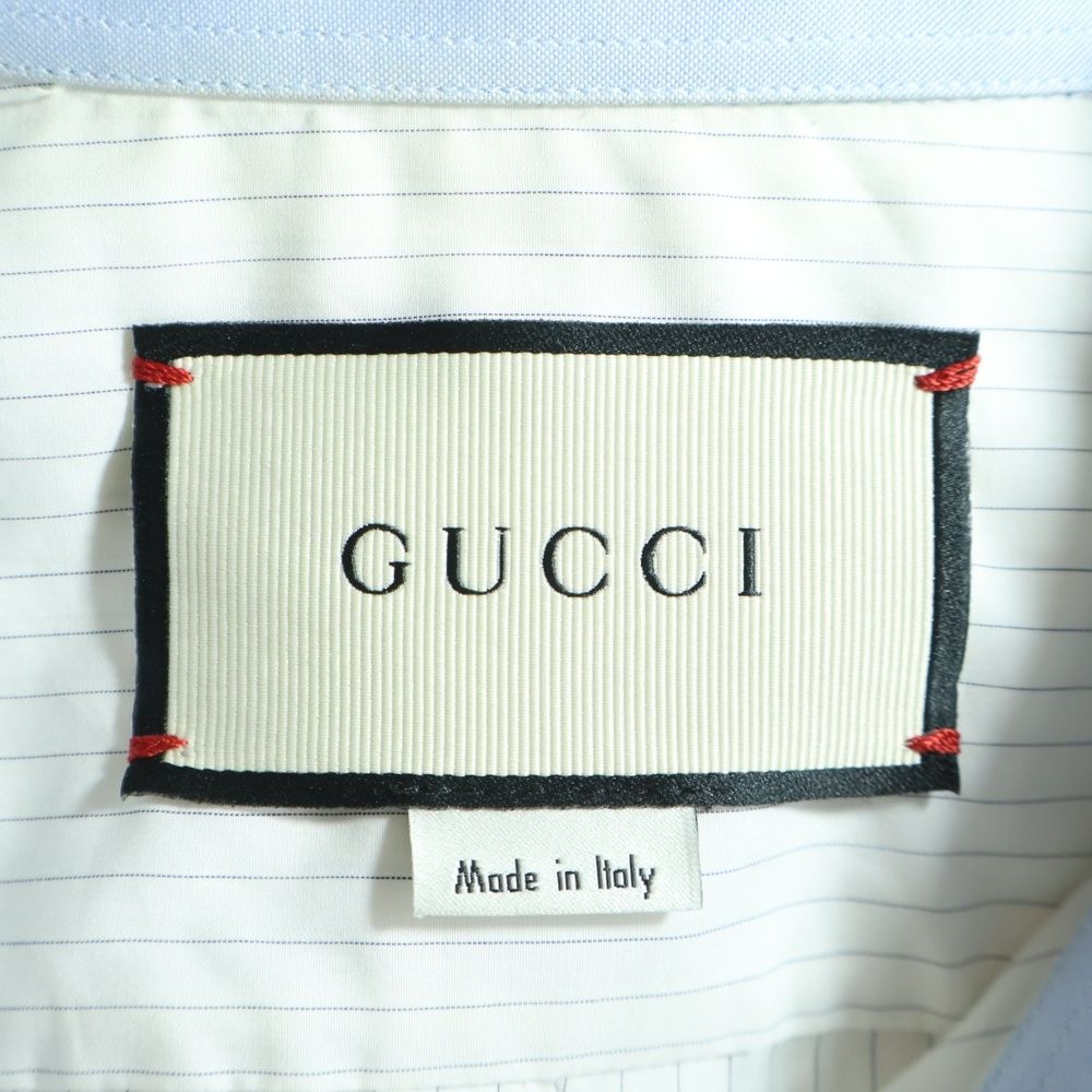 Gucci Striped Long Sleeve Shirt Collar Flower Embroidery — view 6