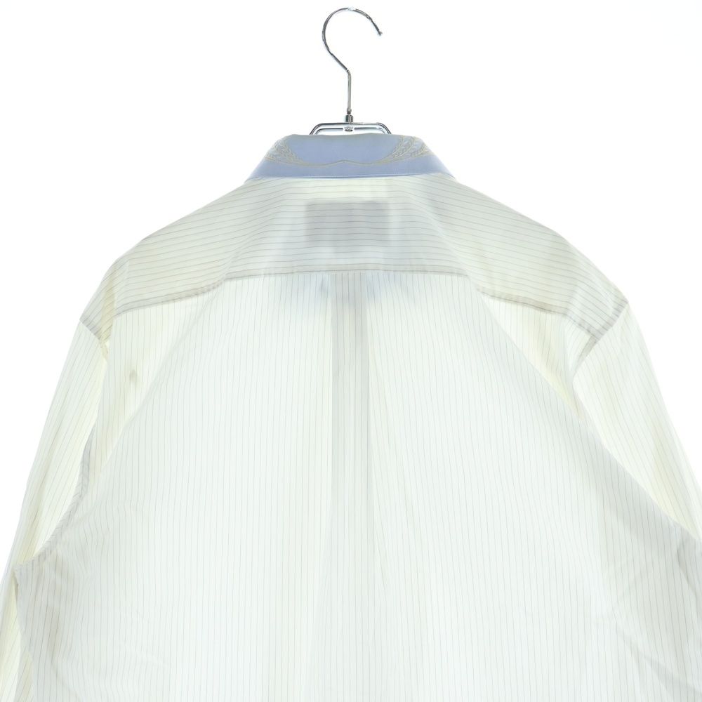 Gucci Striped Long Sleeve Shirt Collar Flower Embroidery — view 4