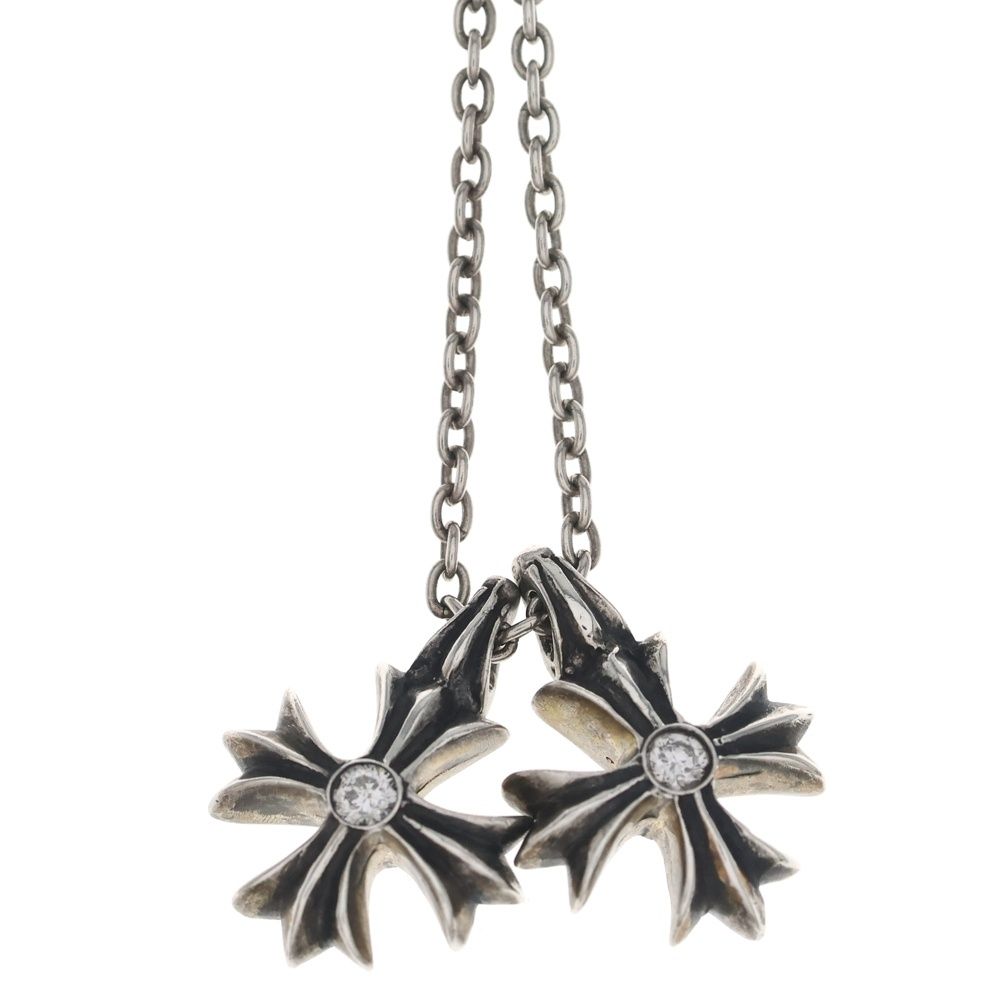Chrome Hearts Comme Des Garcons CH Plus Dmnd CH 2 Point Diamond Silver Necklace — view 3