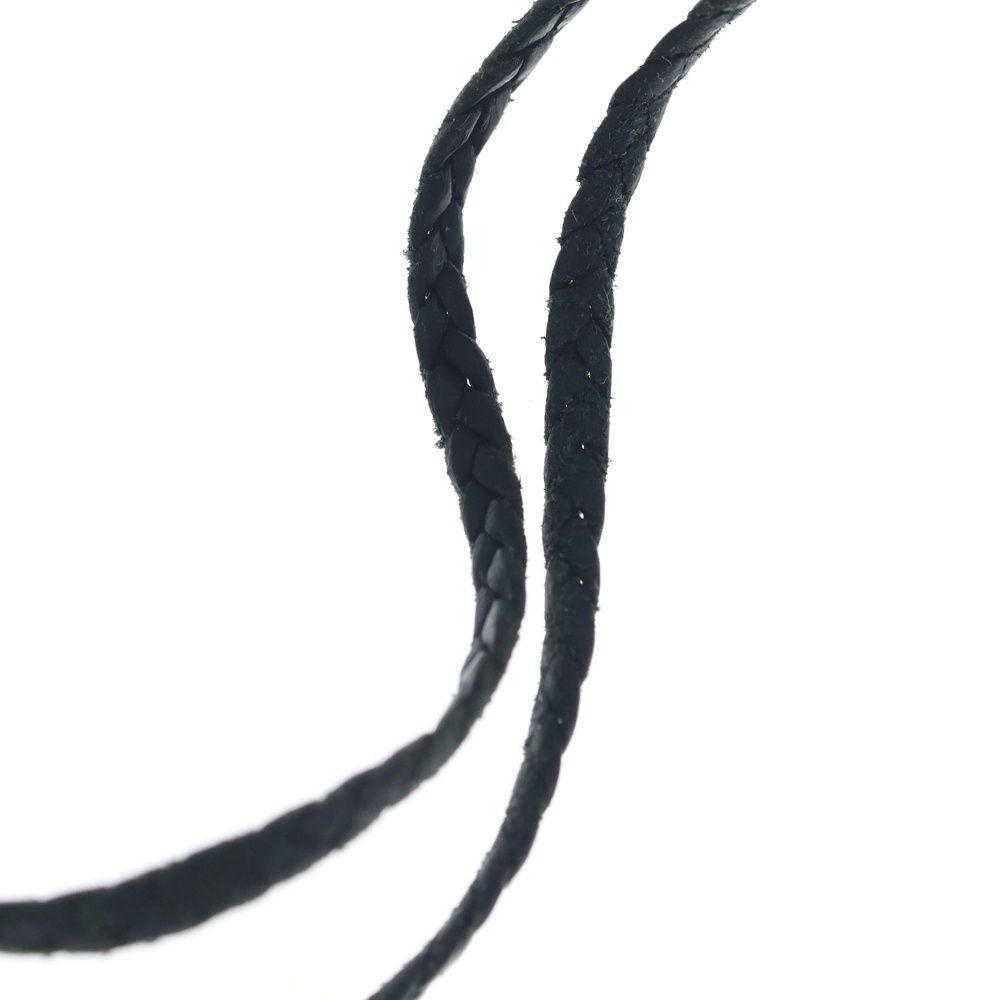 Chrome Hearts Leather Braid Scroll Necklace Black Silver — view 3