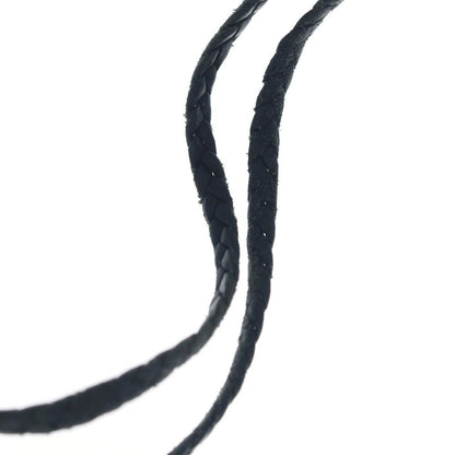 Chrome Hearts Leather Braid Scroll Necklace Black Silver — view 3