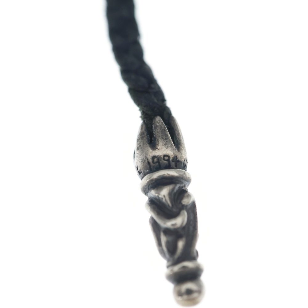 Chrome Hearts Leather Braid Scroll Necklace Black Silver — view 5
