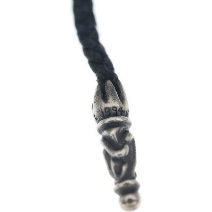 Chrome Hearts Leather Braid Scroll Necklace Black Silver — view 5