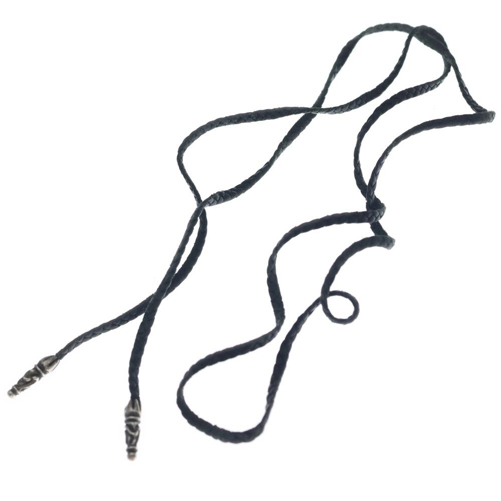 Chrome Hearts Leather Braid Scroll Necklace Black Silver — view 2