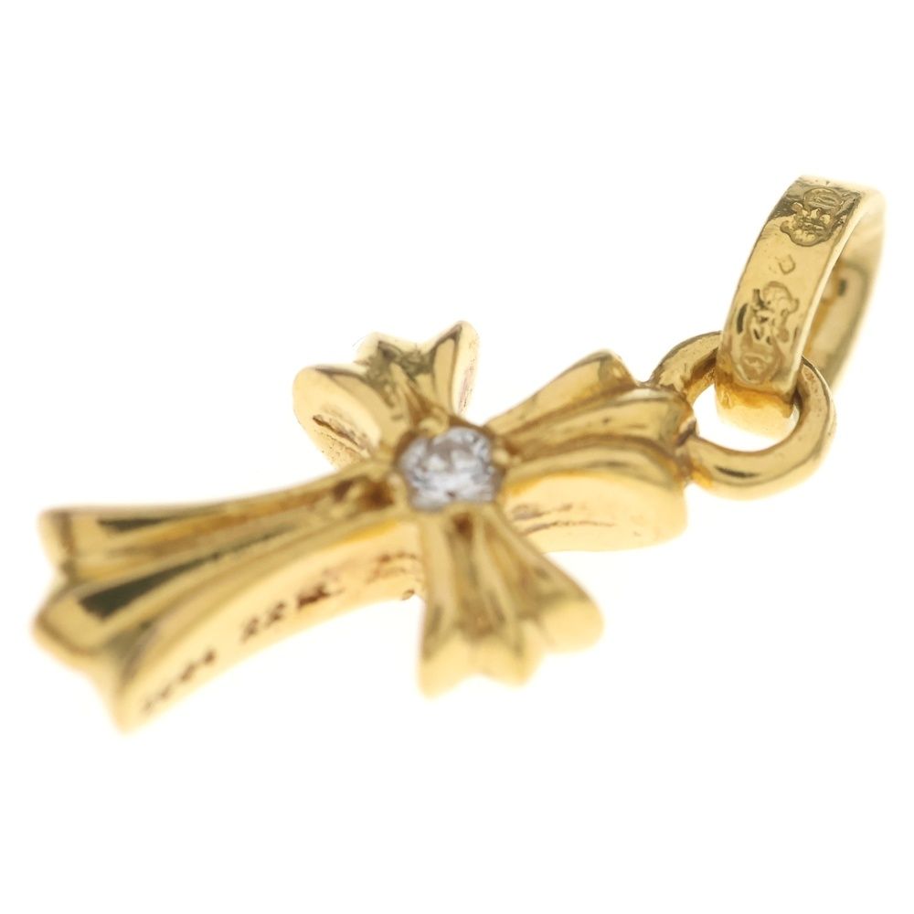 Chrome Hearts 22k Crs Baby Fat Dia Fat Cross 1 Diamond on Both Sides Pendant — view 6