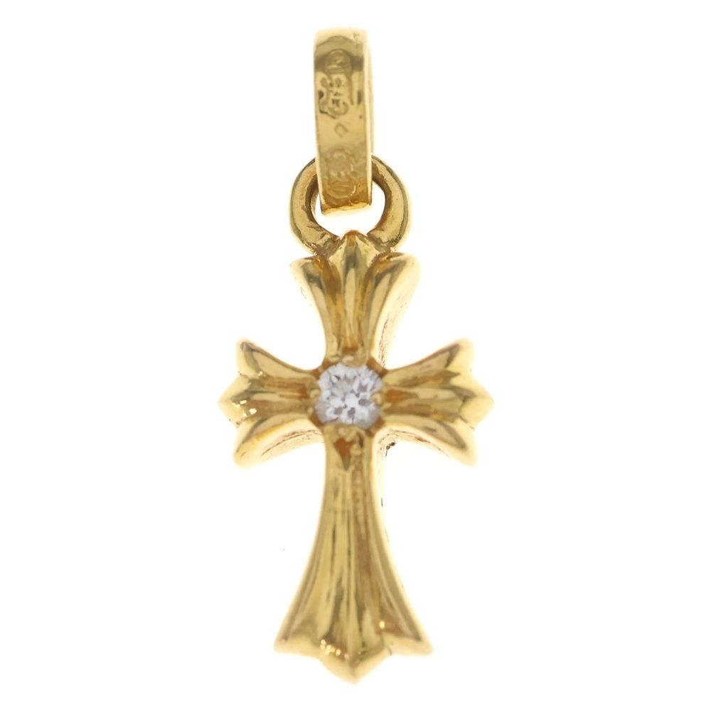 Chrome Hearts 22k Crs Baby Fat Dia Fat Cross 1 Diamond on Both Sides Pendant — view 2