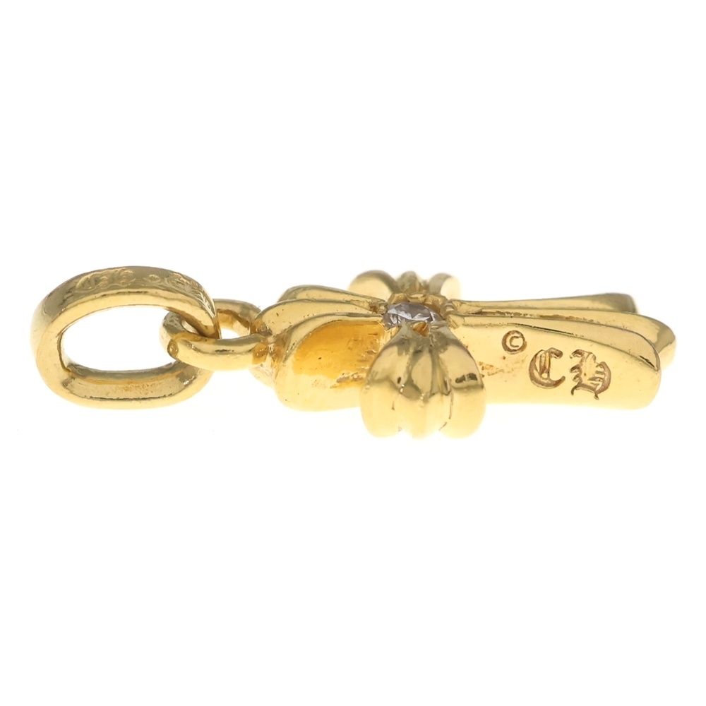 Chrome Hearts 22k Crs Baby Fat Dia Fat Cross 1 Diamond on Both Sides Pendant — view 3
