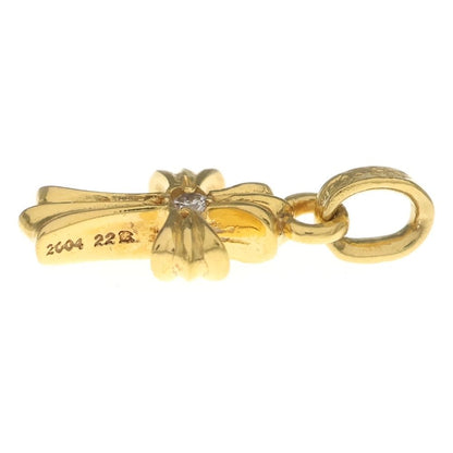 Chrome Hearts 22k Crs Baby Fat Dia Fat Cross 1 Diamond on Both Sides Pendant — view 4