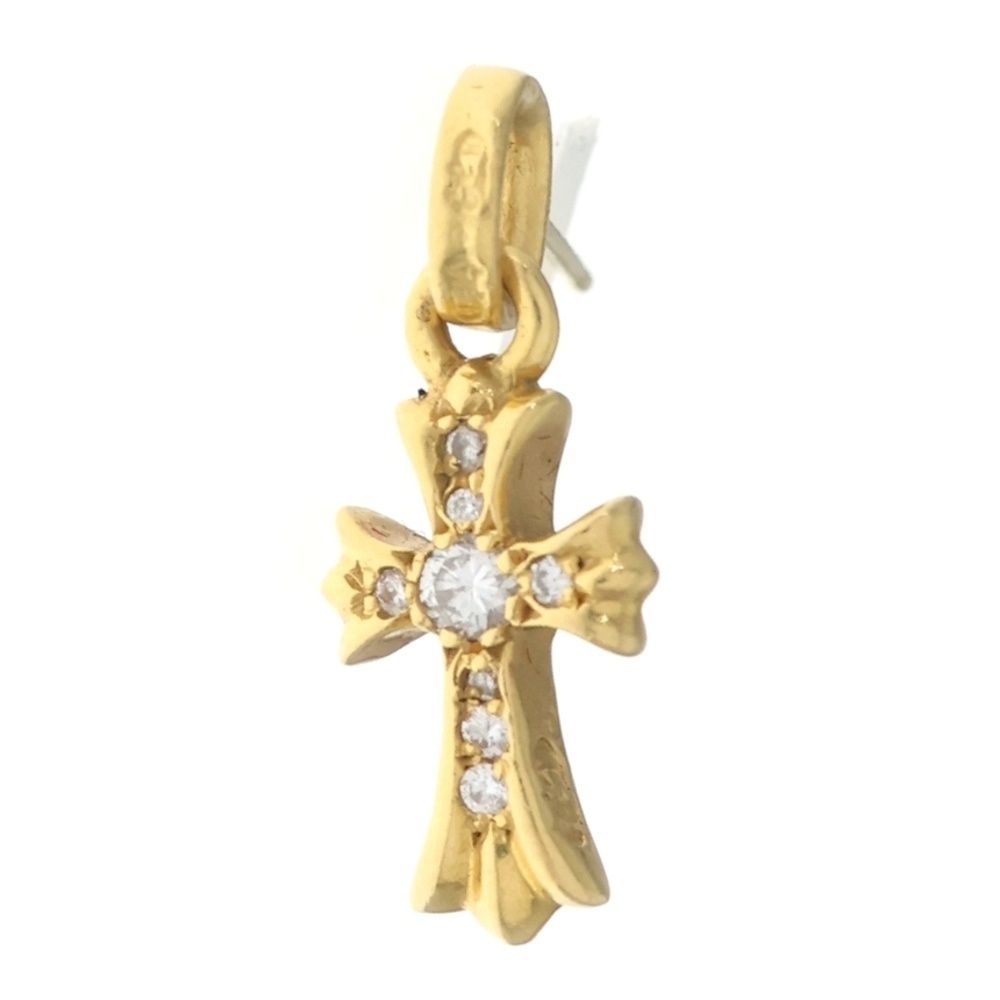 Chrome Hearts 22k Bby Pprchn P Dia Baby Fat Cross Drop Earrings Pave Diamond