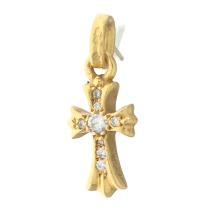 Chrome Hearts 22k Bby Pprchn P Dia Baby Fat Cross Drop Earrings Pave Diamond